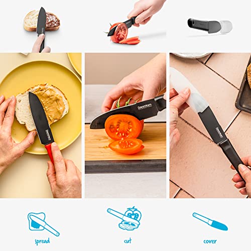 Dreamfarm Kneed | Cutting, Spreading and Scooping Knife with Built-in Plastic Wrap Cutter | Multi-Purpose Knife with Protective Cover | Black