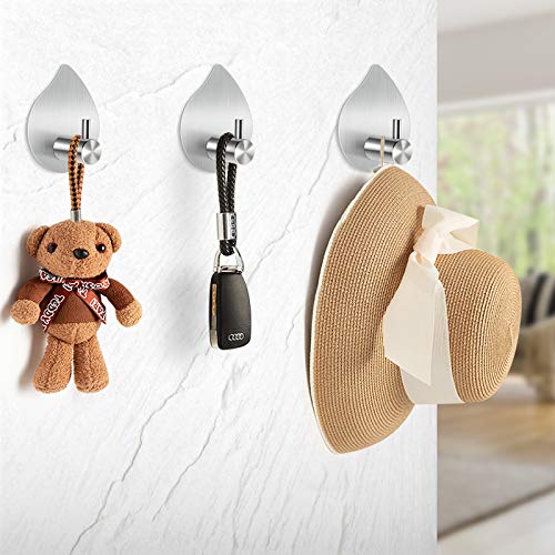 Door Hooks Self Adhesive Heavy Duty Waterproof Stainless Steel Hooks for Hanging Coat Hat Towel Robe Hook Rack Wall Mount Camper Decor Stick on Wall Hooks and Command Hook for Bedroom Bathroom