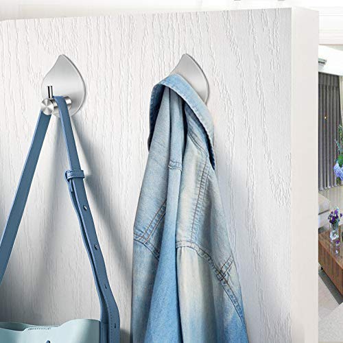 Door Hooks Self Adhesive Heavy Duty Waterproof Stainless Steel Hooks for Hanging Coat Hat Towel Robe Hook Rack Wall Mount Camper Decor Stick on Wall Hooks and Command Hook for Bedroom Bathroom