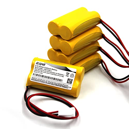 (5-Pack) 2.4V 800mAh Ni-CD Battery Pack Replacement for Dual-Lite 0120822, Dantona Custom-7, LITHONIA ELB-2P41N (CUSTOM-29), ELB-4804N (CUSTOM-241), Custom-276, OSA030 Exit Sign Emergency Light