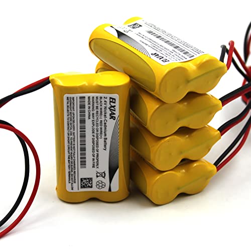 (5-Pack) 2.4V 800mAh Ni-CD Battery Pack Replacement for Dual-Lite 0120822, Dantona Custom-7, LITHONIA ELB-2P41N (CUSTOM-29), ELB-4804N (CUSTOM-241), Custom-276, OSA030 Exit Sign Emergency Light