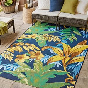 Unique Loom Outdoor Botanical Collection Area Rug - Calypso (7' 10" x 10' Rectangle, Multi/ Light Blue)