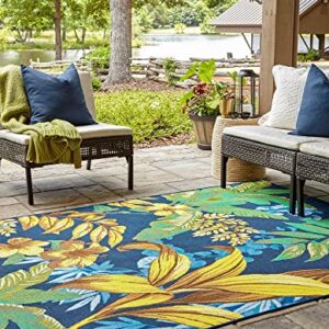 Unique Loom Outdoor Botanical Collection Area Rug - Calypso (7' 10" x 10' Rectangle, Multi/ Light Blue)