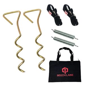 beech lane heavy duty pre-assembled rv awning anchor kit, sturdy cam buckles with thick straps, durable canvas storage bag, steel connection points
