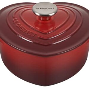 Le Creuset Signature Enameled Cast Iron Figural Heart Cocotte, 2 Quart, Cerise with Stainless Steel Knob