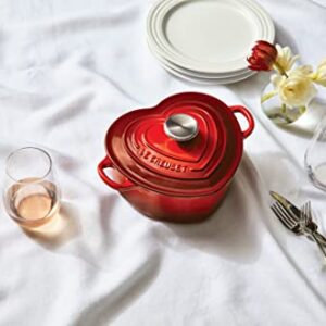 Le Creuset Signature Enameled Cast Iron Figural Heart Cocotte, 2 Quart, Cerise with Stainless Steel Knob