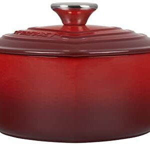 Le Creuset Signature Enameled Cast Iron Figural Heart Cocotte, 2 Quart, Cerise with Stainless Steel Knob