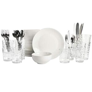 gibson home zen buffet 42-piece combo dinnerware set, service for six (42pcs), white (coupe) (127382.42r)