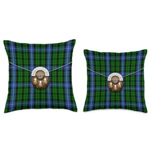 The Celtic Flame Plaid Tartans Scottish Clan MacIntyre Tartan Plaid with Sporran Throw Pillow, 18x18, Multicolor