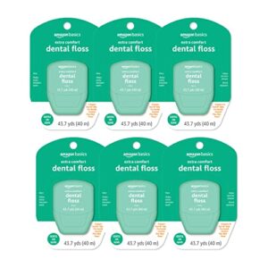 amazon basics extra comfort mint dental floss, 40 m, 131.2 foot (pack of 6) (previously solimo)