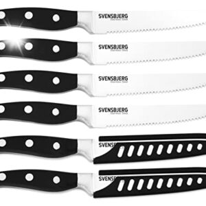 Svensbjerg Steak Knife Set, Serrated Steak Knives, Dinner Knives, Knife Set with Covers, Stainless Steel | SB-SK201