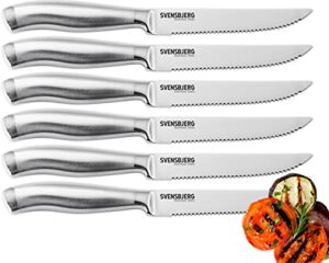 svensbjerg steak knife set, serrated steak knives, dinner knives, knife set with covers, stainless steel | sb-sk101
