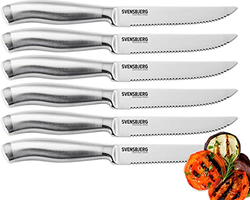 Svensbjerg Steak Knife Set, Serrated Steak Knives, Dinner Knives, Knife Set with Covers, Stainless Steel | SB-SK101