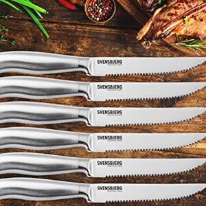 Svensbjerg Steak Knife Set, Serrated Steak Knives, Dinner Knives, Knife Set with Covers, Stainless Steel | SB-SK101