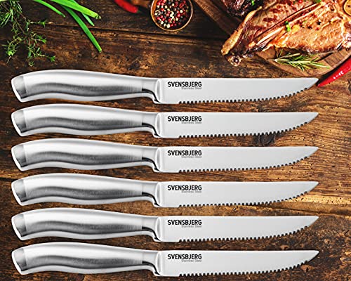 Svensbjerg Steak Knife Set, Serrated Steak Knives, Dinner Knives, Knife Set with Covers, Stainless Steel | SB-SK101