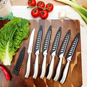 Svensbjerg Steak Knife Set, Serrated Steak Knives, Dinner Knives, Knife Set with Covers, Stainless Steel | SB-SK101