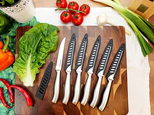 Svensbjerg Steak Knife Set, Serrated Steak Knives, Dinner Knives, Knife Set with Covers, Stainless Steel | SB-SK101