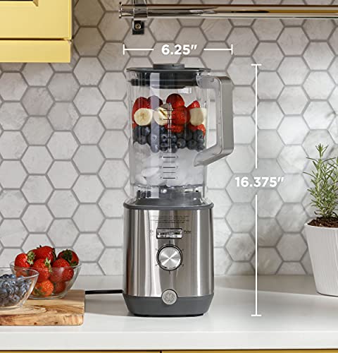 GE Blender | 5-Speed + Pulsing Option | Kitchen Essentials Blender for Shakes, Smoothies & More | Large 64 oz Tritan Jar, 7-9 Servings per Batch | Stainless Steel Blades & Exterior Finish | 1000 Watts