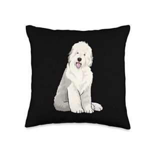 goshwow old english sheepdog dog lover cute puppy throw pillow, 16x16, multicolor