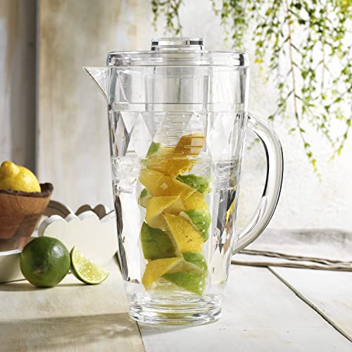 Water Infuser Pitcher – Fruit Infuser Water Pitcher By Home Essentials & Beyond – Shatterproof Acrylic Pitcher – Elegant Durable Design – Ideal for Iced Tea, Fruit Infused Water and Juice (67.7 oz.)