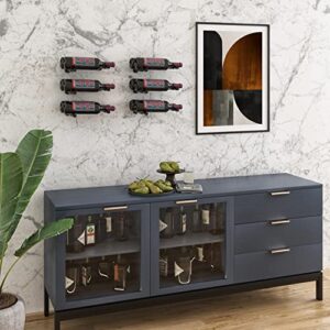 VintageView Vino Pins – Metal Wall Mounted Wine Bottle Rack for Drywall or Wood Surfaces - Stylish Modern Wine Storage with Label Forward Design (Matte Black, 2 Bottles)