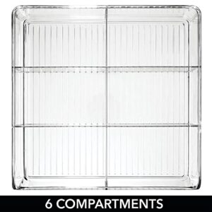 mDesign Plastic Food Storage Wide Bin Organizer with 6 Compartments for Kitchen Cabinet, Pantry, Shelf, Drawer, Fridge, Freezer Organization - Holds Snack Bars - Ligne Collection - 4 Pack - Clear