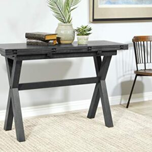 OSP Home Furnishings McKayla Flip-Top Expanding Desk to Dining Table, Distressed Washed Grey Finish