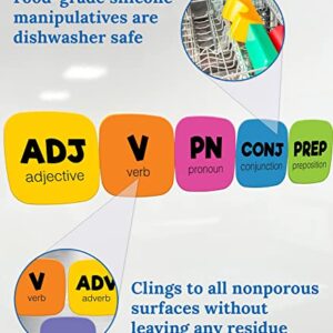 Carson Dellosa Edu-Clings Silicone Center Parts of Speech Manipulative—Grades 1-5 Dry-Erase Noun, Verb, Adjective, Adverb, Helping Verb, Conjunction, Preposition Manipulatives (30 pc)