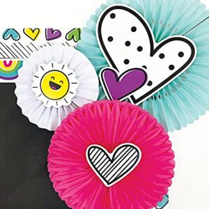 Carson Dellosa Kind Vibes 12-Piece Extra Large Heart Bulletin Board Cutouts, Heart Cutouts for Bulletin Board, Colorful and Black and White Classroom Cutouts, Valentines Heart Cutouts for Classroom