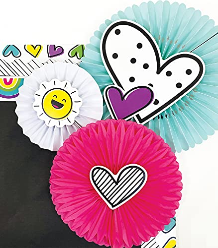 Carson Dellosa Kind Vibes 12-Piece Extra Large Heart Bulletin Board Cutouts, Heart Cutouts for Bulletin Board, Colorful and Black and White Classroom Cutouts, Valentines Heart Cutouts for Classroom