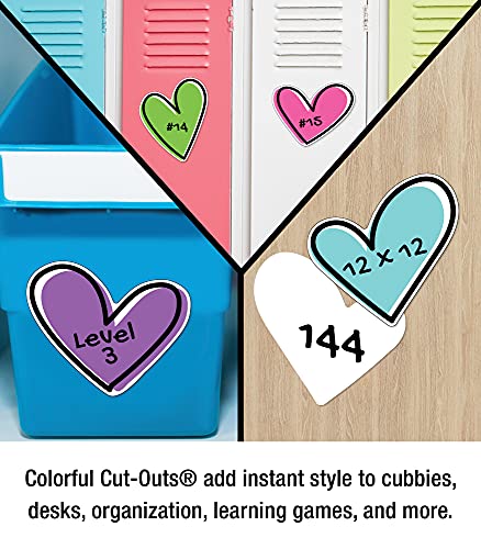 Carson Dellosa Kind Vibes 12-Piece Extra Large Heart Bulletin Board Cutouts, Heart Cutouts for Bulletin Board, Colorful and Black and White Classroom Cutouts, Valentines Heart Cutouts for Classroom