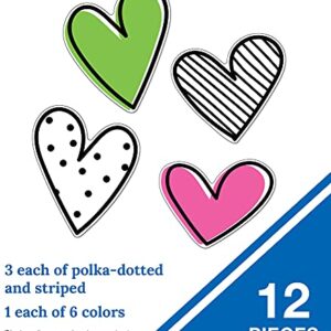 Carson Dellosa Kind Vibes 12-Piece Extra Large Heart Bulletin Board Cutouts, Heart Cutouts for Bulletin Board, Colorful and Black and White Classroom Cutouts, Valentines Heart Cutouts for Classroom