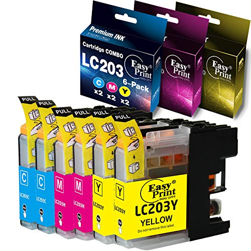 EASYPRINT (3 Color Combo, 2X CMY) Compatible LC201XL LC203XL Ink Cartridges LC203 LC201 Used for MFC-J4320DW, MFC-J4420DW, MFC-J460DW, MFC-J480DW, MFC-J680DW, MFC-J880DW, MFC-J885DW, (Total 6-Pack)