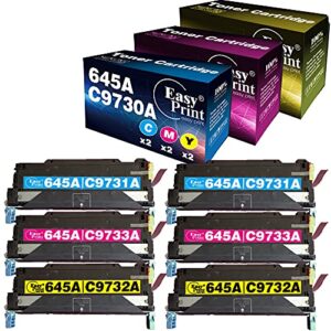 easyprint (3-color combo x 2) compatible 645a c9730a toner cartridges c9731a c9732a c9733a used for hp 5500n 5500dn 5500dtn 5550n 5550dn 5550dtn 5550hdn, (total 6-pack, 2 cyan, 2 magenta, 2 yellow)