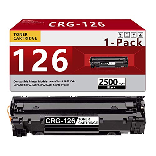 1 Pack Black Cartridge 126 Compatible CRG 126 3483B001 Toner Cartridge Replacement for Canon ImageClass LBP6230dn LBP6230 LBP6230dw LBP6200 LBP6200d Printer.