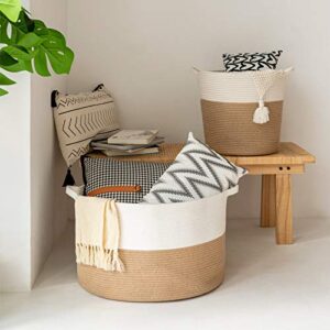 indressme large jute basket (set of 2)- xxxl large cotton rope basket and large blanket basket