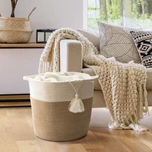 INDRESSME Large Jute Basket (Set of 2)- XXXL Large Cotton Rope Basket and Large Blanket Basket