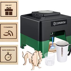 Comgrow Laser Engraving Machine for Dog Tag Metal Wood Silicone,Portable Desktop Laser Engraver Machine Tumblers Leather Glass Acrylic