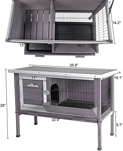 GUTINNEEN Indoor Rabbit Hutch Outdoor Bunny Cage Wooden Small Animal Cages with Slide Out Tray for Guinea Pig, Ferret