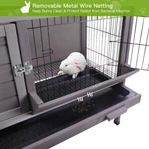 GUTINNEEN Indoor Rabbit Hutch Outdoor Bunny Cage Wooden Small Animal Cages with Slide Out Tray for Guinea Pig, Ferret