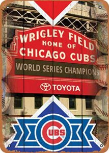 mirace metal sign - sports wrigley field cubs - 8 x 12 vintage look tin plate