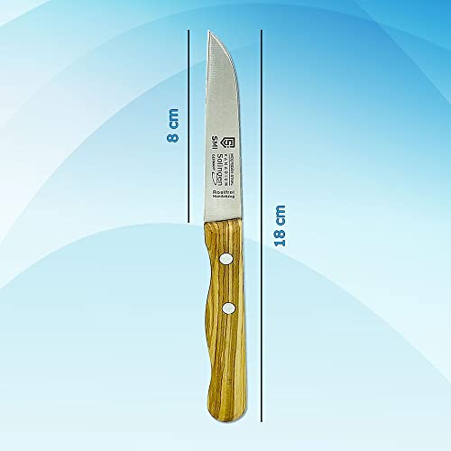 SMI - Paring Knife Olive Wood Handle Fruit Knife Solingen Knife - Made in Germany - Not Dishwasher Safe