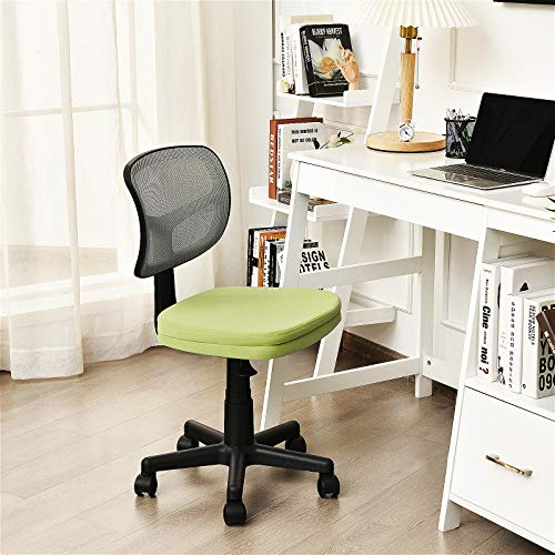 Giantex Armless Desk Chair, Low-Back Computer Chair Ergonomic Small Task Chair with Adjustable Height, Y-Shaped Support for Adults Teens Kids, 360° Swivel Office Chair (Green)