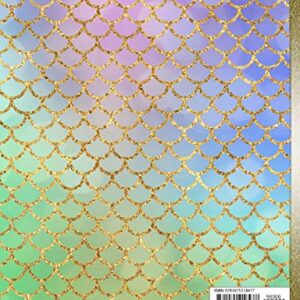 Composition Notebook: Mermaid Scales Pastels Gold Glitter Back To School Notebook For Girls