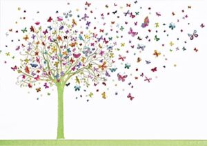 tree of butterflies note cards (14 cards, 15 self-sealing envelopes)