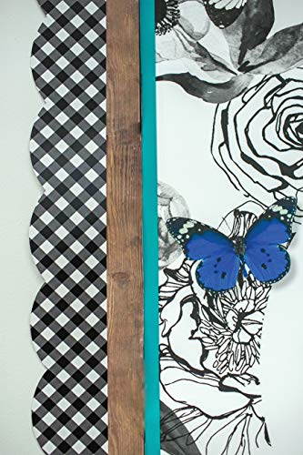 Schoolgirl Style Black and White Gingham Bulletin Board Borders, Woodland Whimsy Classroom Decorations, 39 Feet