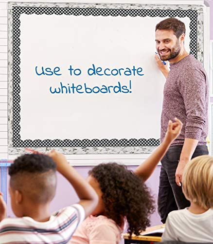 Schoolgirl Style Black and White Gingham Bulletin Board Borders, Woodland Whimsy Classroom Decorations, 39 Feet