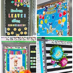 Schoolgirl Style Black and White Gingham Bulletin Board Borders, Woodland Whimsy Classroom Decorations, 39 Feet