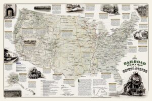 national geographic railroad legacy map of the united states wall map (poster size: 36 x 24 in) (national geographic reference map)