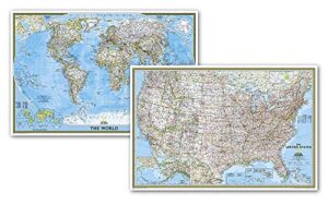 national geographic world and united states maps - classic (poster size: 36 x 24 in) [map pack bundle] (national geographic reference map)